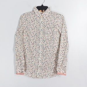 Banana Republic Orange Floral Blouse Shirt Size S